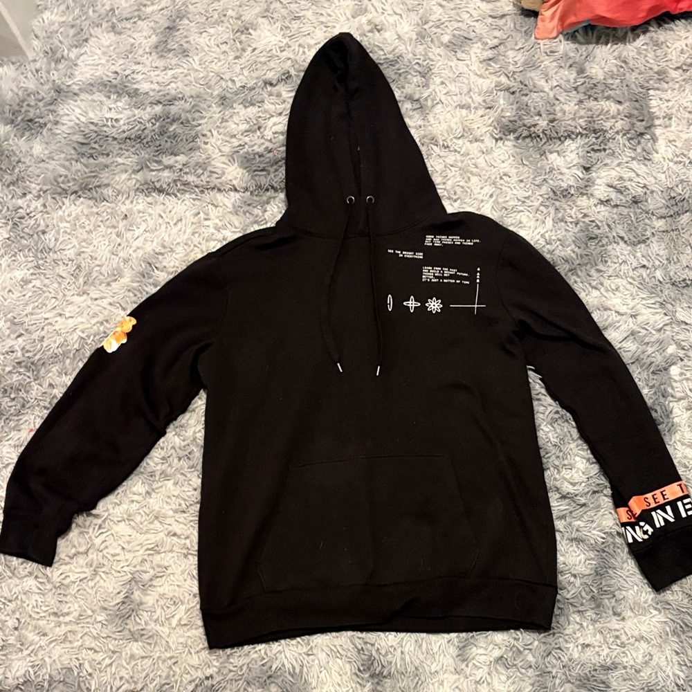 No Boundaries Black Hoodie with Graphic Accents